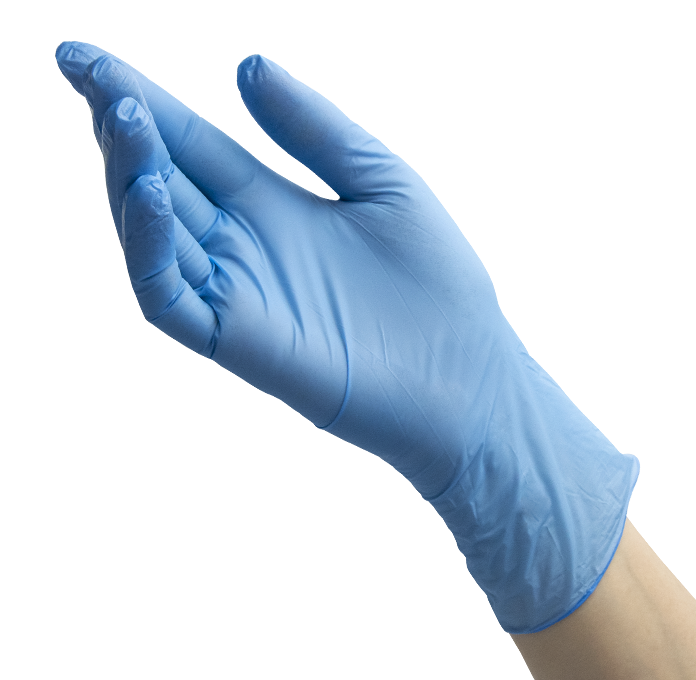 Перчатки нитриловые BENOVY Nitrile Chlorinated нестерил. неопудр. текстурированные на пальцах, голубые 100пар (200 шт)