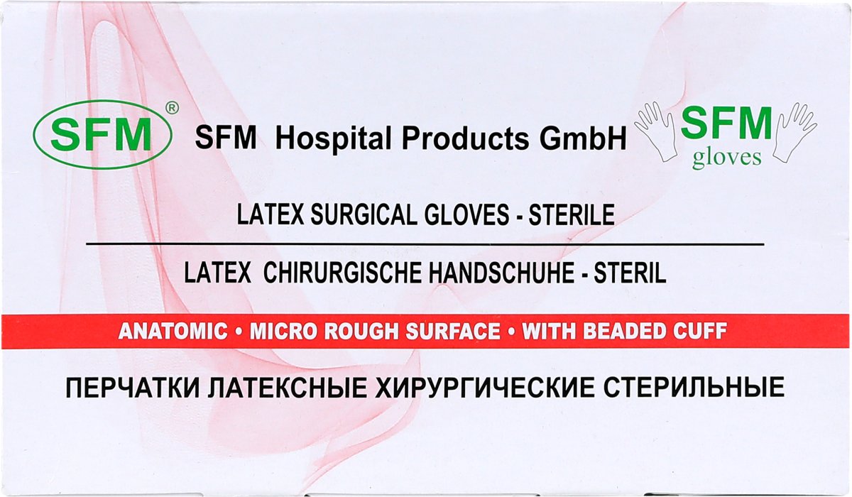 Перчатки SFM хирургические стерильные неопудренные с валиком 50 пар