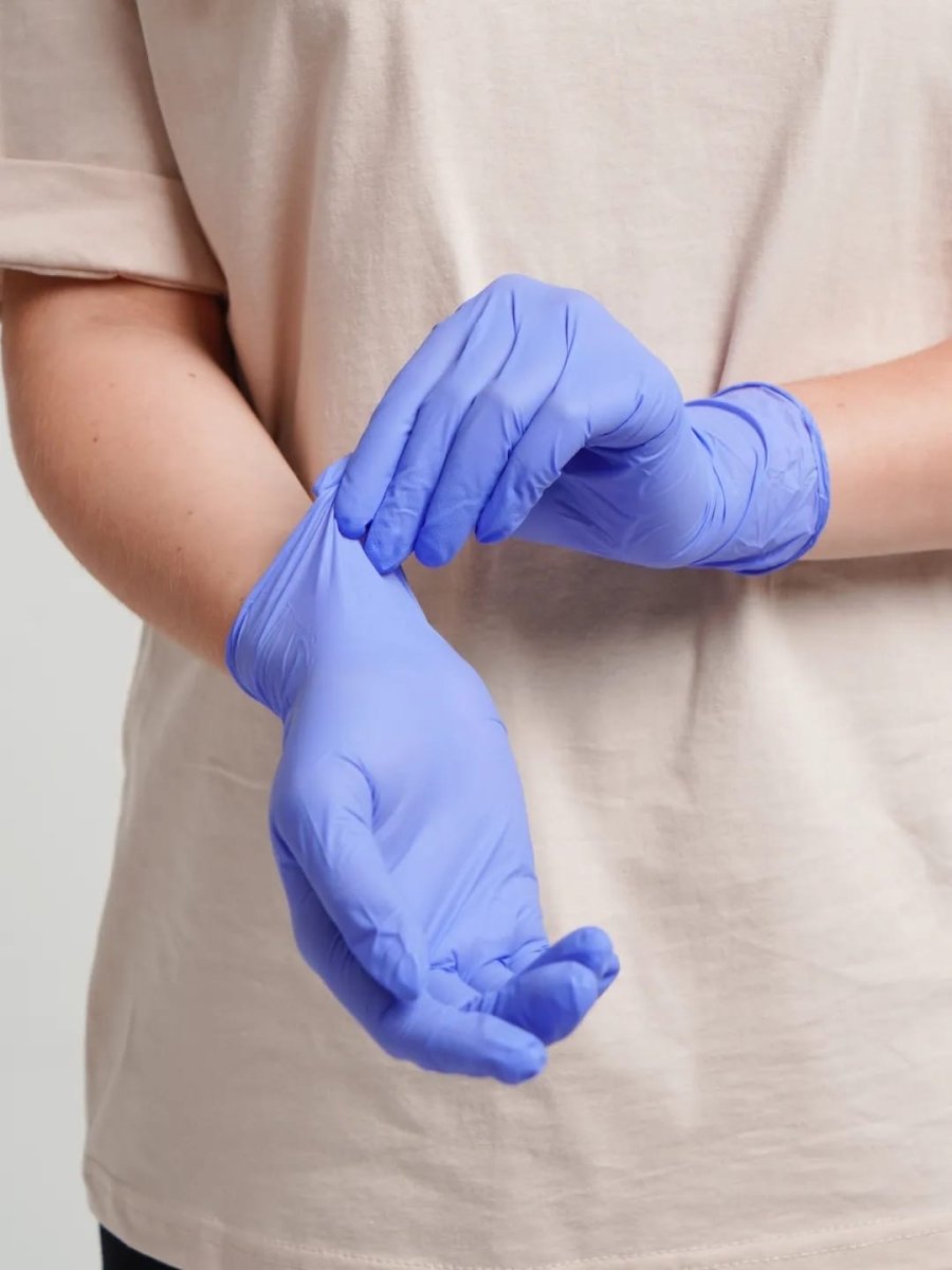 Перчатки нитриловые BENOVY Nitrile MultiColor нестерильные неопудренные текстурированные на пальцах сиренево-голубые