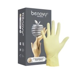 Перчатки латексные BENOVY Latex Powdered смотровые опудренные гладкие