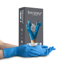 Перчатки нитриловые BENOVY Nitrile Chlorinated LC с удлиненной манжетой  неопудренные, текстурированные, голубые