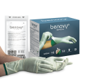 Перчатки латексные хирургические с индикацией прокола BENOVY Sterile Latex PI стерильные анатомической формы с изогнутыми пальцами 25 пар