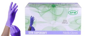 Перчатки смотровые нитриловые SFM нестерильные неопудренные 100 пар фиолетово-голубые